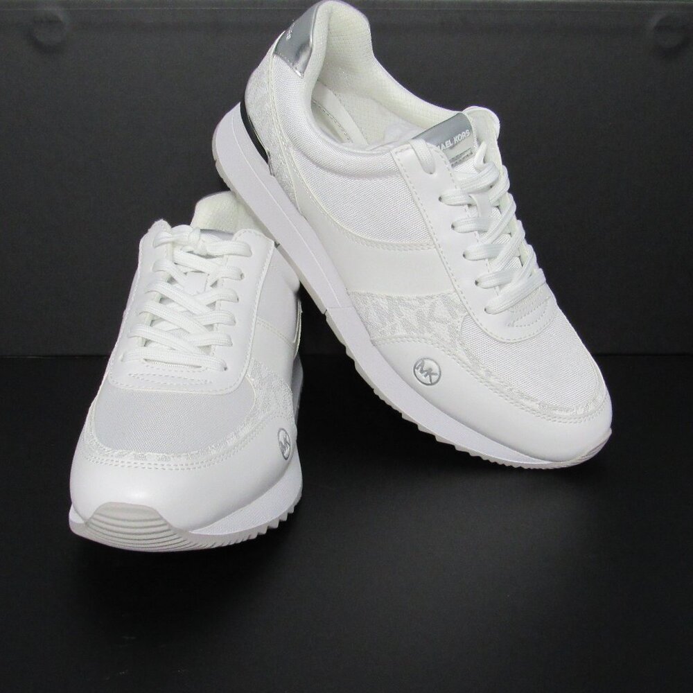 Michael Kors Andi Trainer Sneakers White and Silver Color